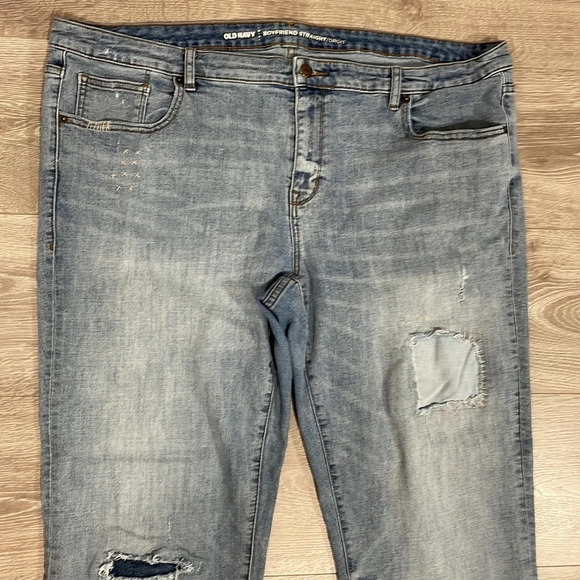 Old Navy Boyfriend Straight Embroidered Detail Distressed Patches 24 Plu… - Picture 2 of 16